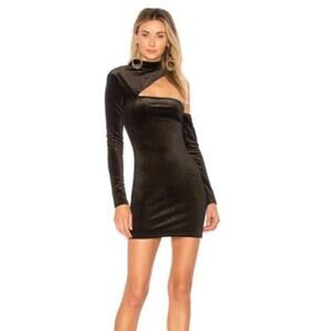 Ále By Alessandra Metallic X Revolve Ana Dress Sz XS black gold cut our